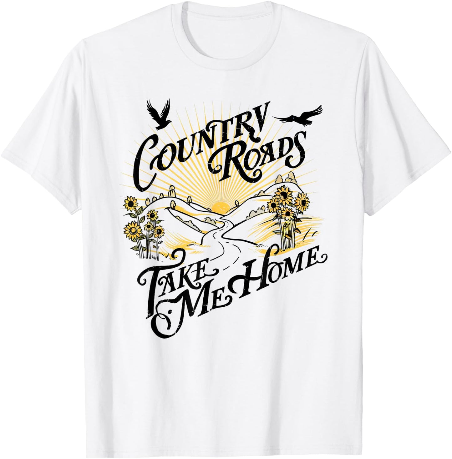 Camping Hiking Mountain Country Roads Take Me Home T-Shirt - T-Shirt | White