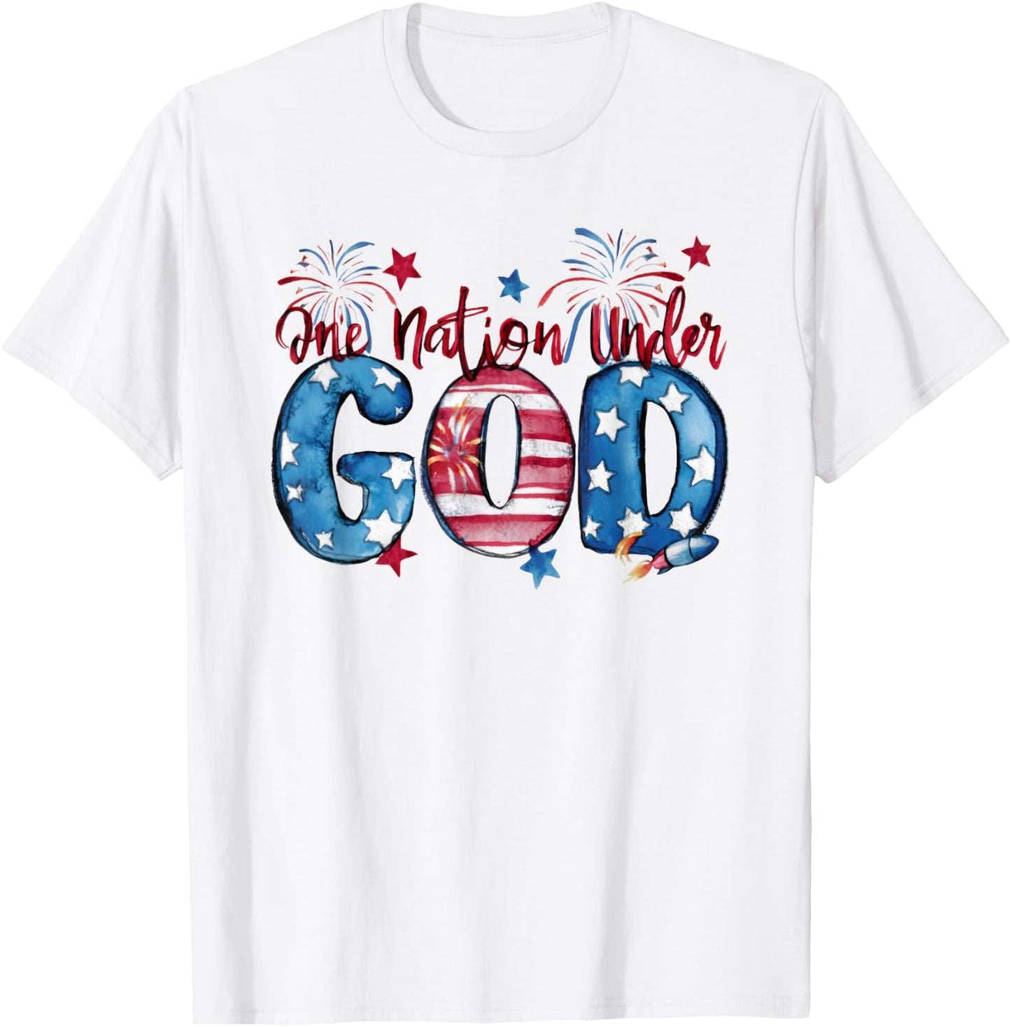 One Nation Under God, American, Happy Christian Woman T-Shirt - T-Shirt | White