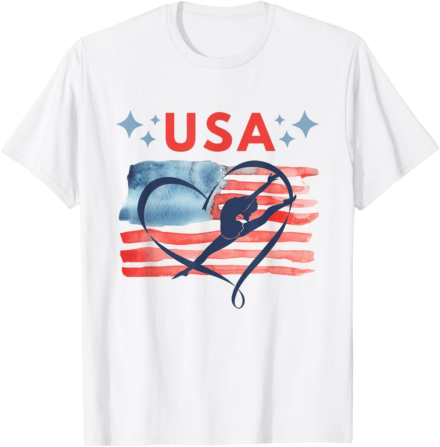 Patriotic American Flag Gymnastics Design for USA Gymnasts T-Shirt - T-Shirt | White