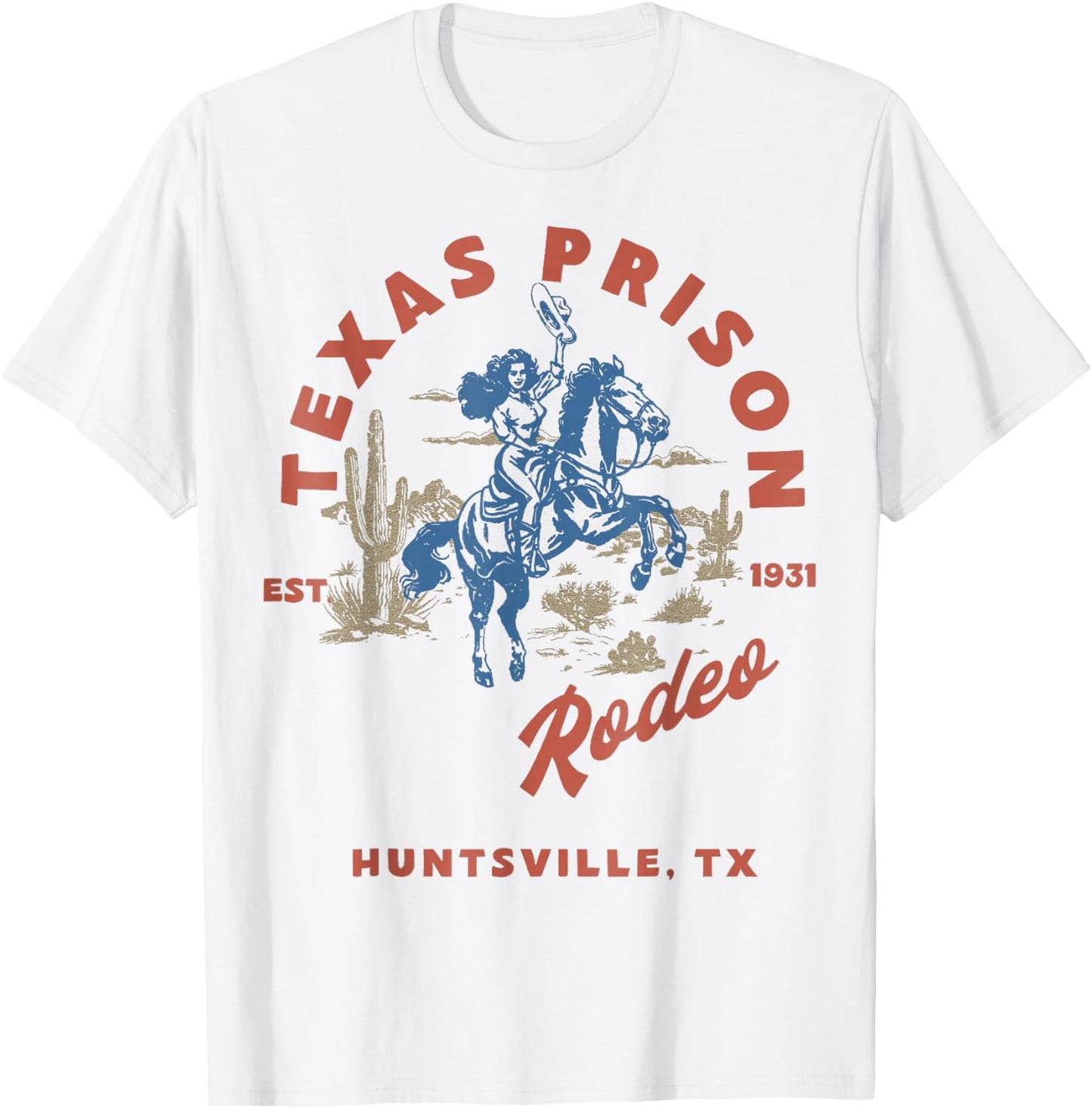 Texas Prison Rodeo Cowboy Western T-Shirt - T-Shirt | White