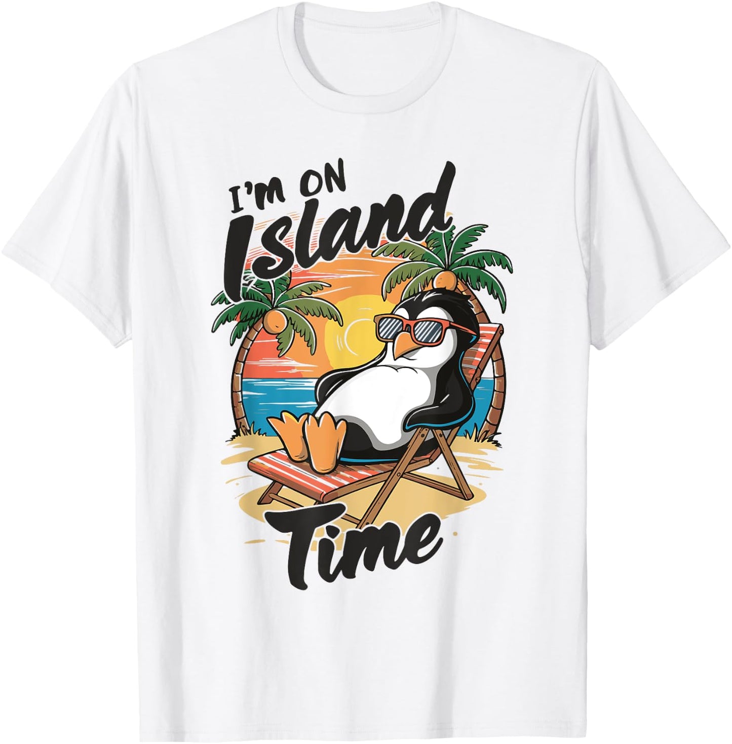 Island vacation Tropical Travel Relax time Penguin Design T-Shirt - T-Shirt | White