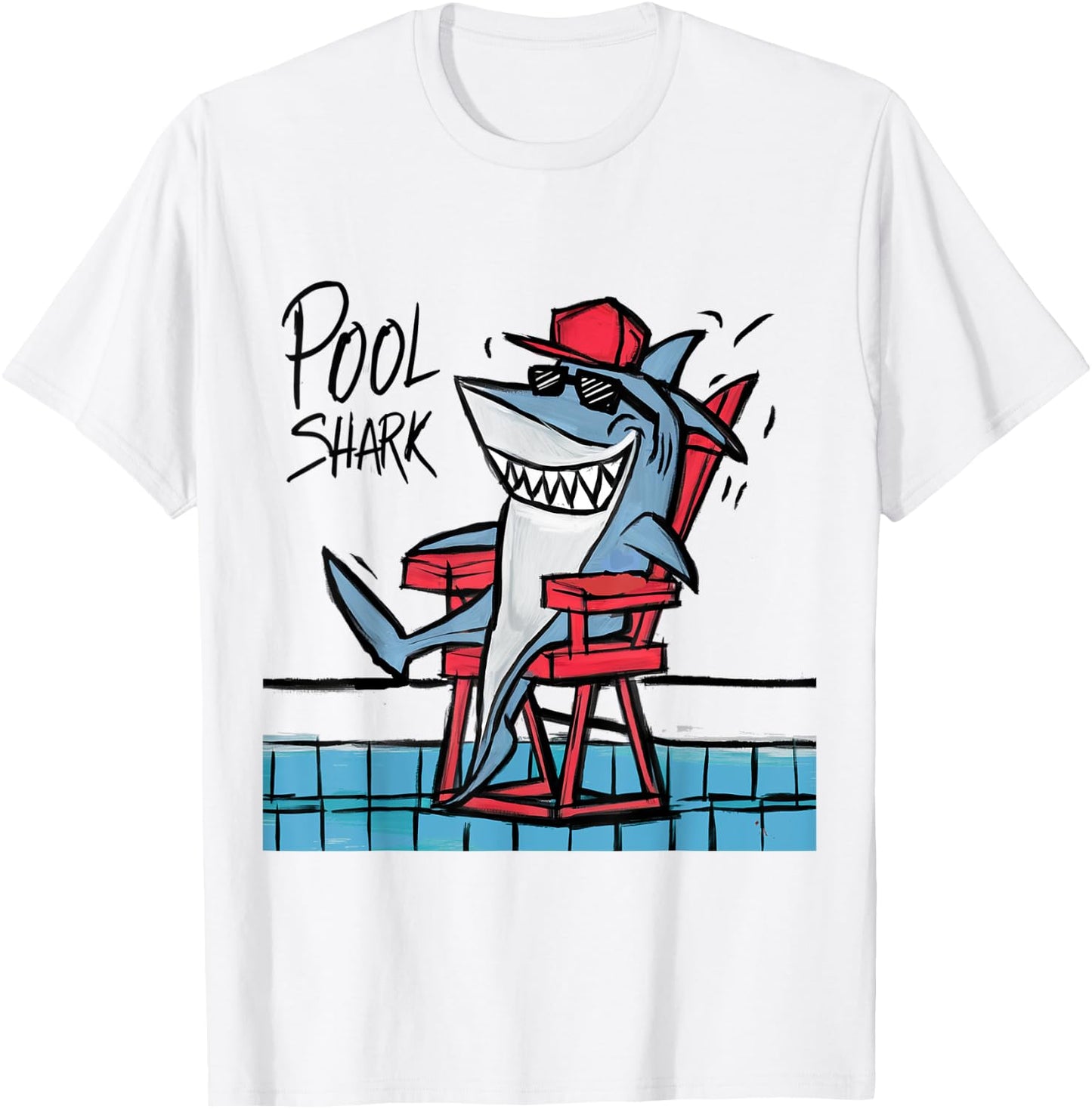 Smileteesfunny Funny Shark Lifeguard Pool Shark Pun T-Shirt - T-Shirt | White