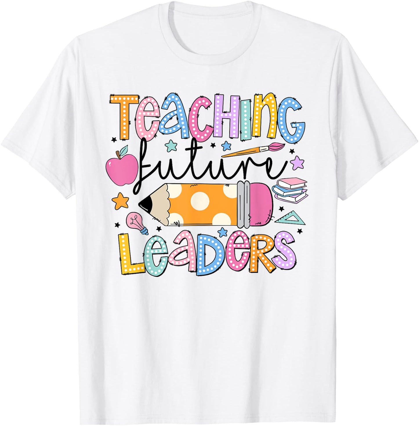 Retro Teaching Future Leaders Groovy Teacher Back To School Women Girls Kids T-Shirt - T-Shirt | White