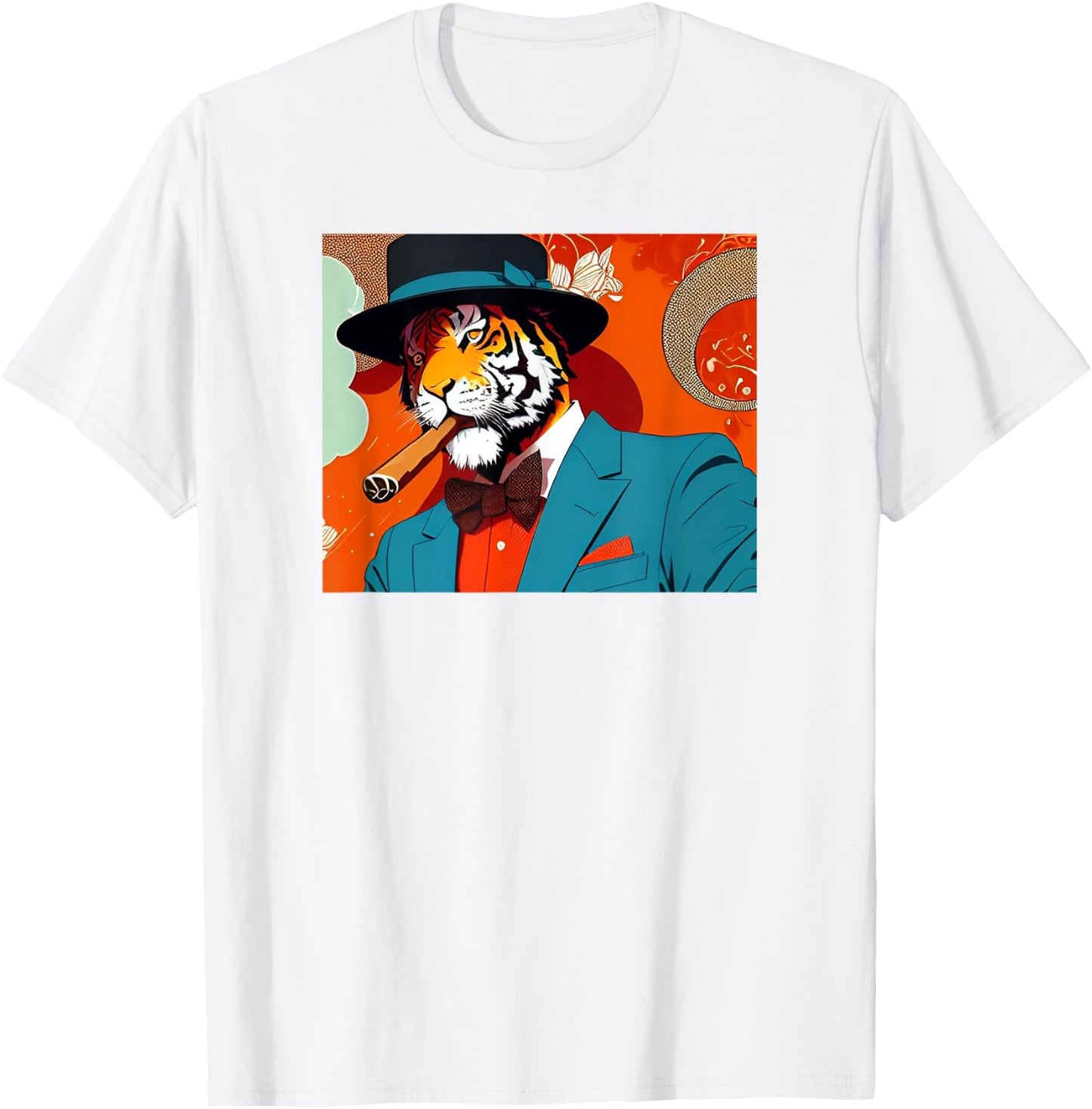 Tiger Smoking Cigar T-Shirt - T-Shirt | White