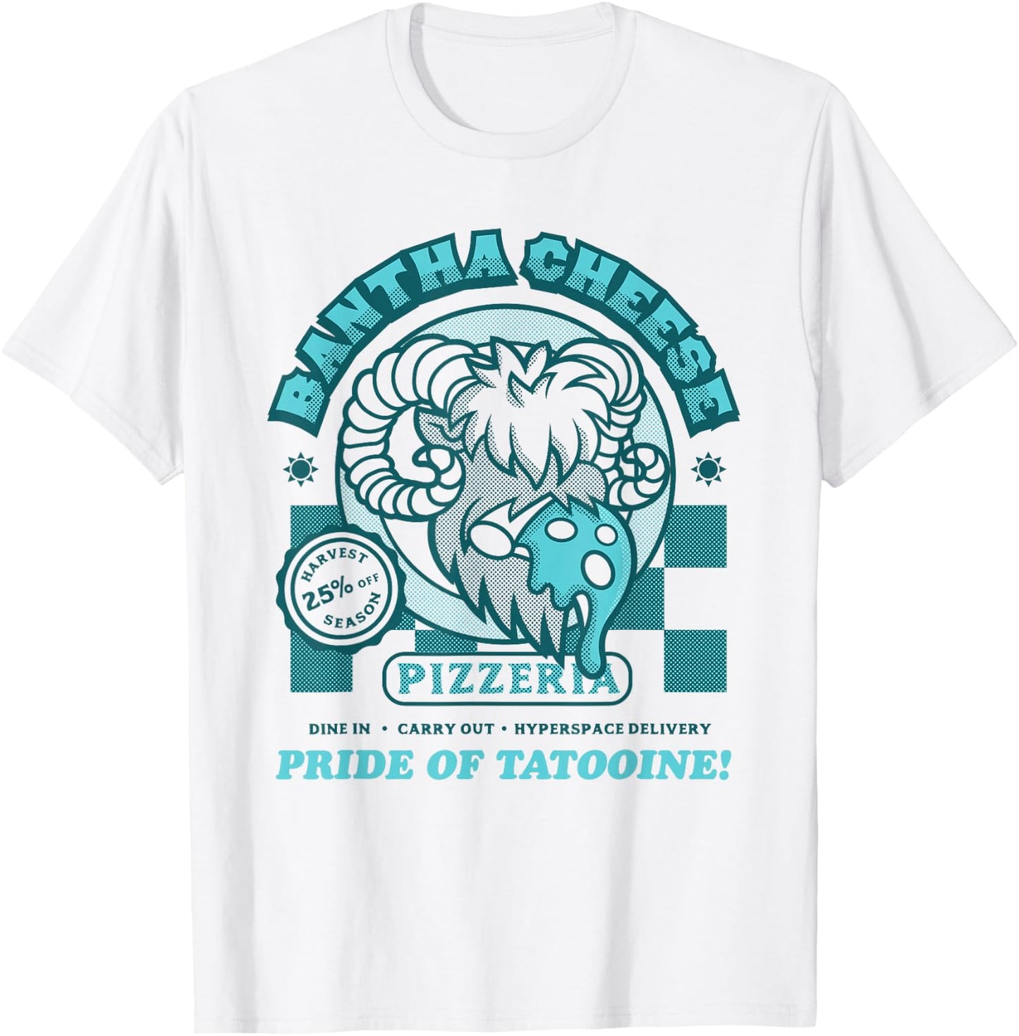 Star Wars Bantha Cheese Pizzeria Blue Milk Pizza Funny T-Shirt - T-Shirt | White