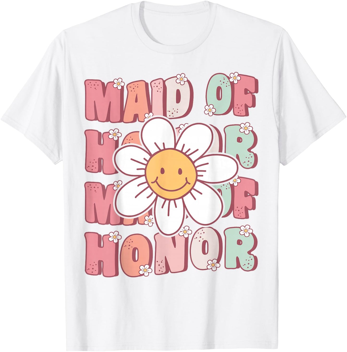 Groovy Maid of Honor Matching Bachelorette Party Wedding T-Shirt - T-Shirt | White