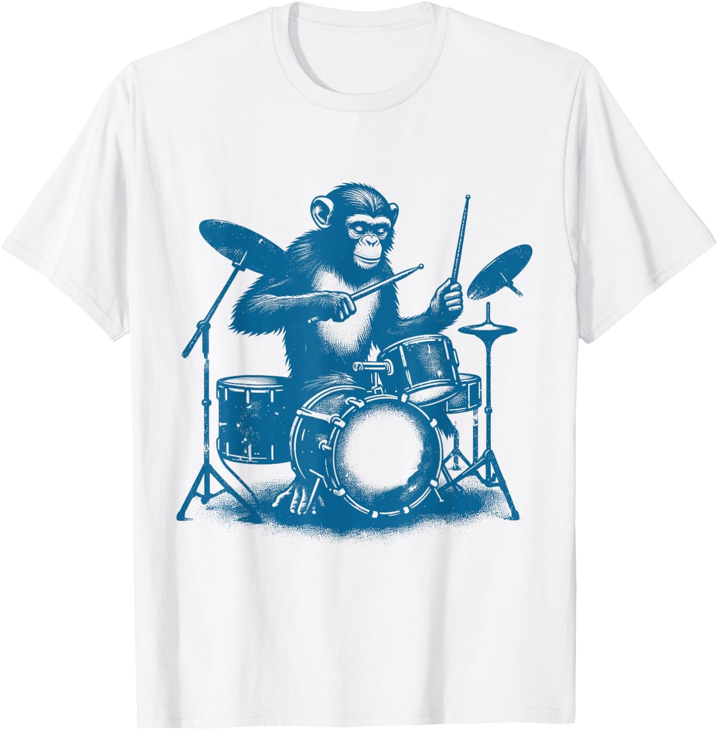 Who Love Drummer Drums Drums Drummer Monkey Playing Drums Vintage Art Monkey On Drums T-Shirt - T-Shirt | White
