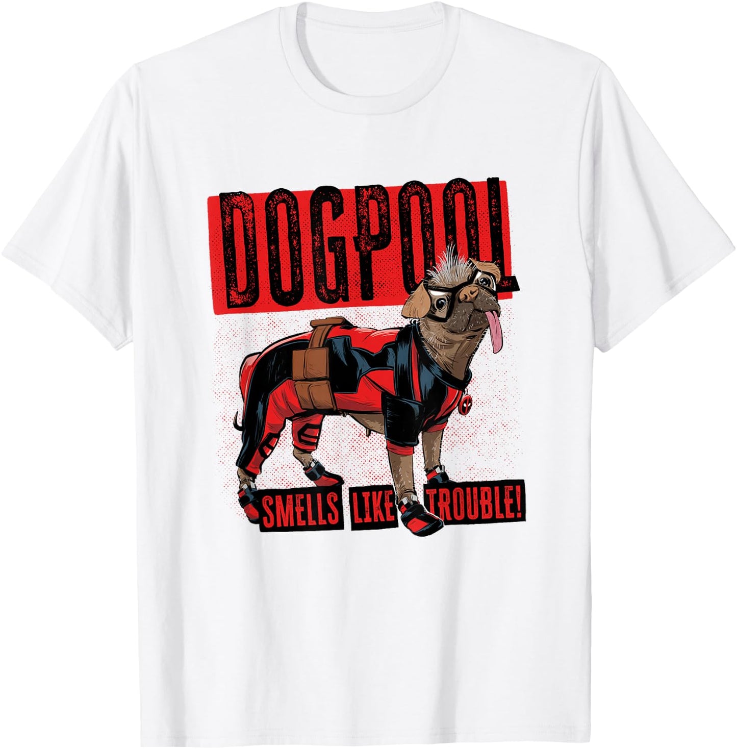 Marvel Deadpool & Wolverine Dogpool Distressed Trouble Logo T-Shirt - T-Shirt | White