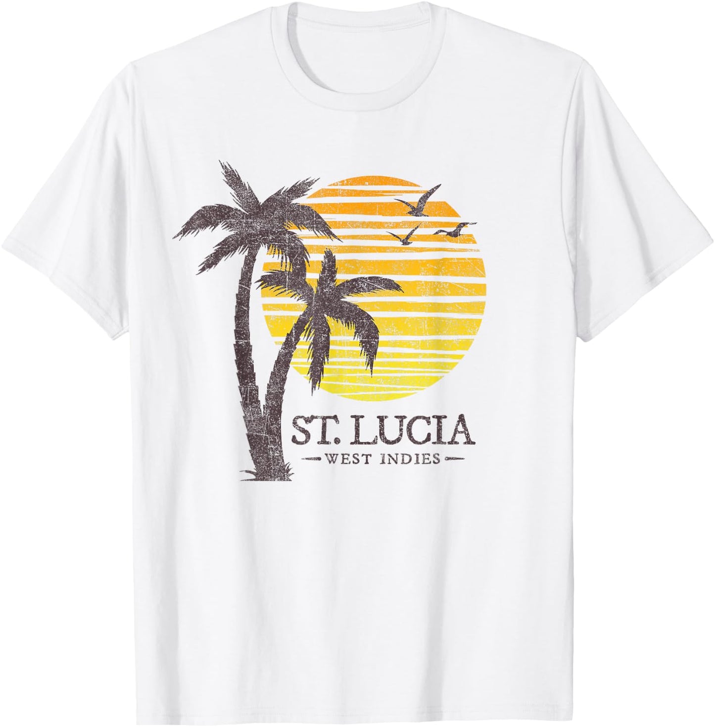 Retro St Lucia Beach Sunset Boys Girls Souvenir T-Shirt - T-Shirt | White