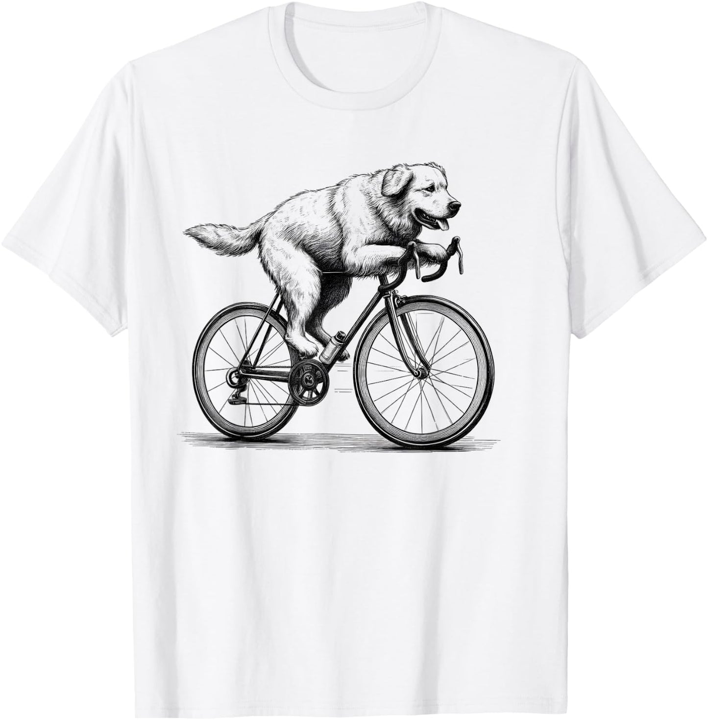 Golden Retriever Riding A Bike Bicycle Cycling Biker Lover T-Shirt - T-Shirt | White