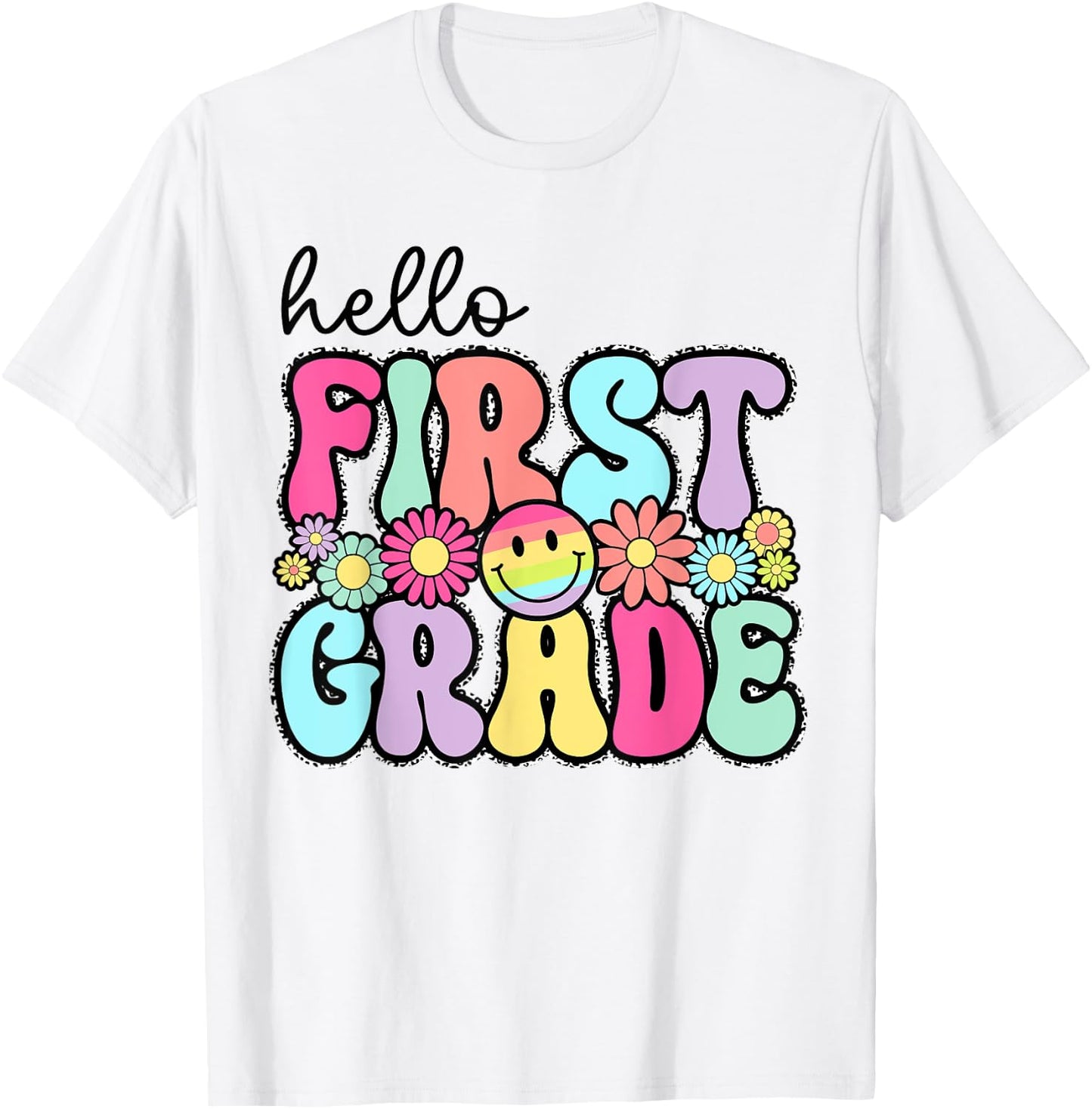Hello First Grade 1st Day Back To School Teachers Girls Kids T-Shirt - T-Shirt | White