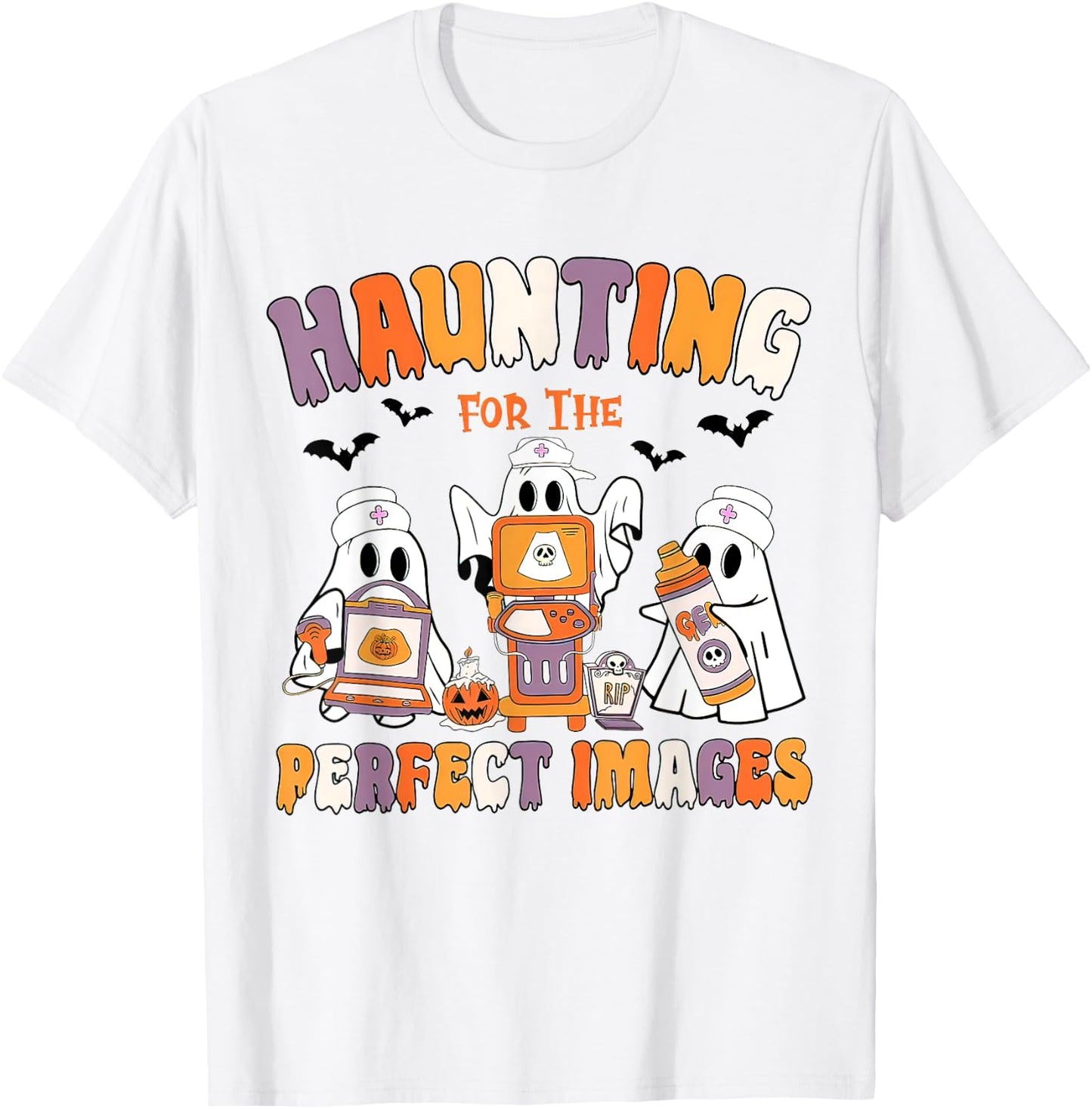 Halloween Sonographer, Ultrasound Tech Halloween, Echo Tech T-Shirt - T-Shirt | White