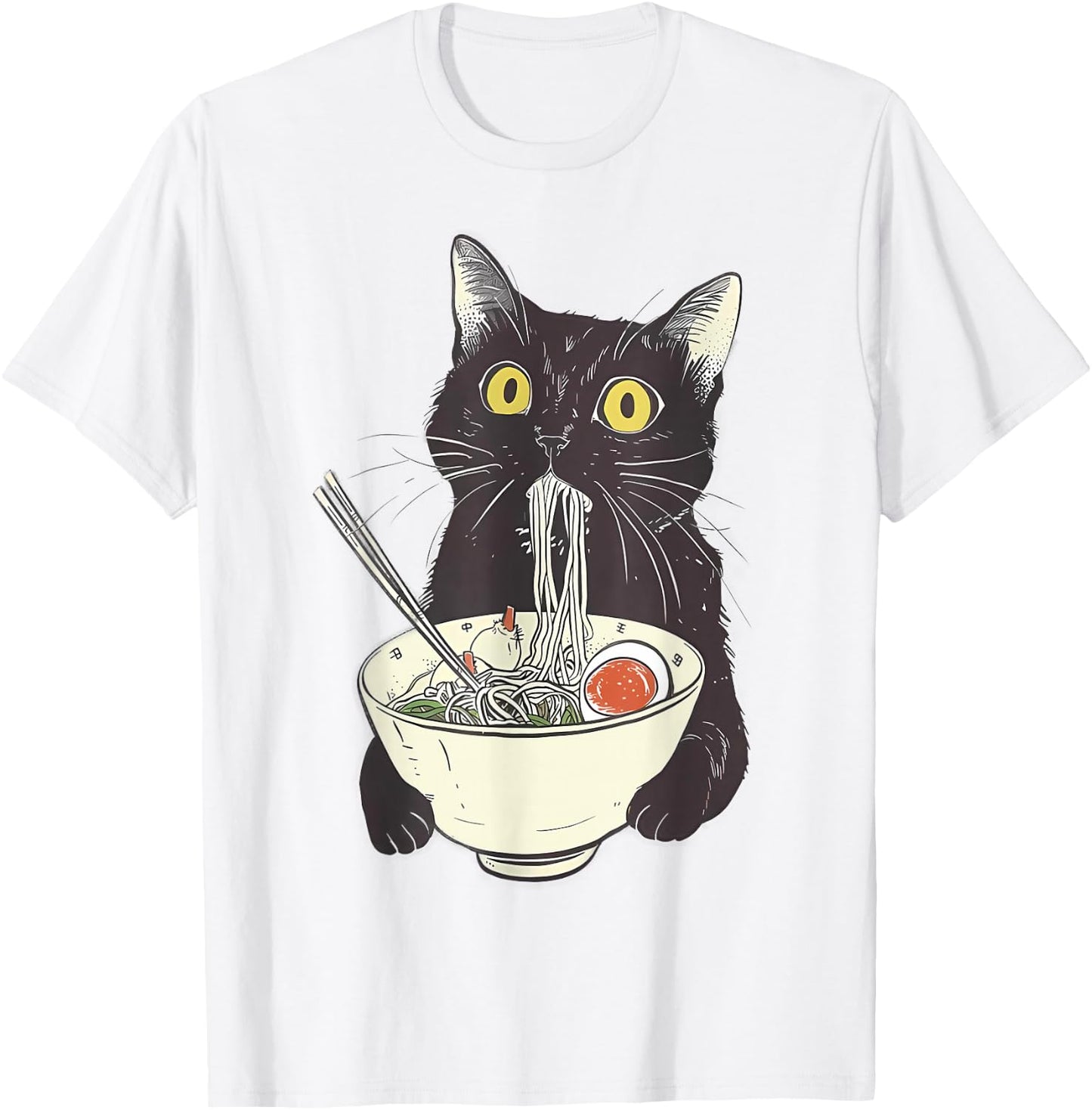 Cat Ramen Noodle Japanese Anime Manga Kawaii Cat T-Shirt - T-Shirt | White