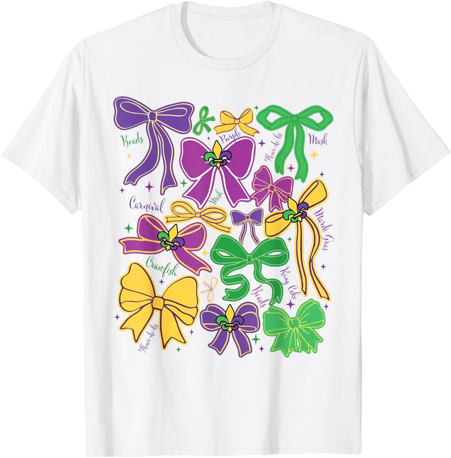 Mardi Gras Coquette Bow Louisiana Masked Women Kids Checkred T-Shirt - T-Shirt | White