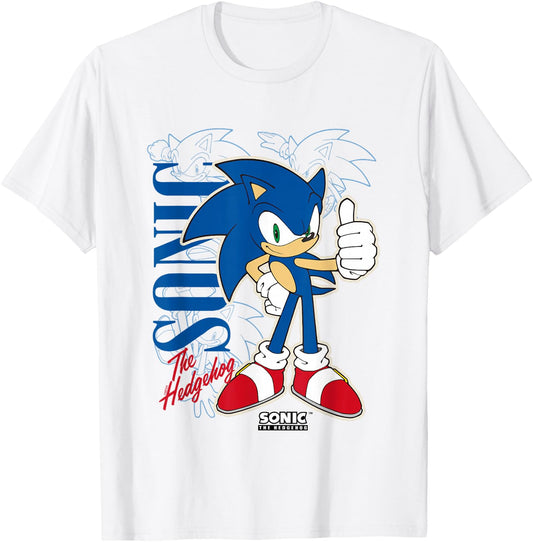 Sonic The Hedgehog Thumbs Up Retro Shot T-Shirt - T-Shirt | White