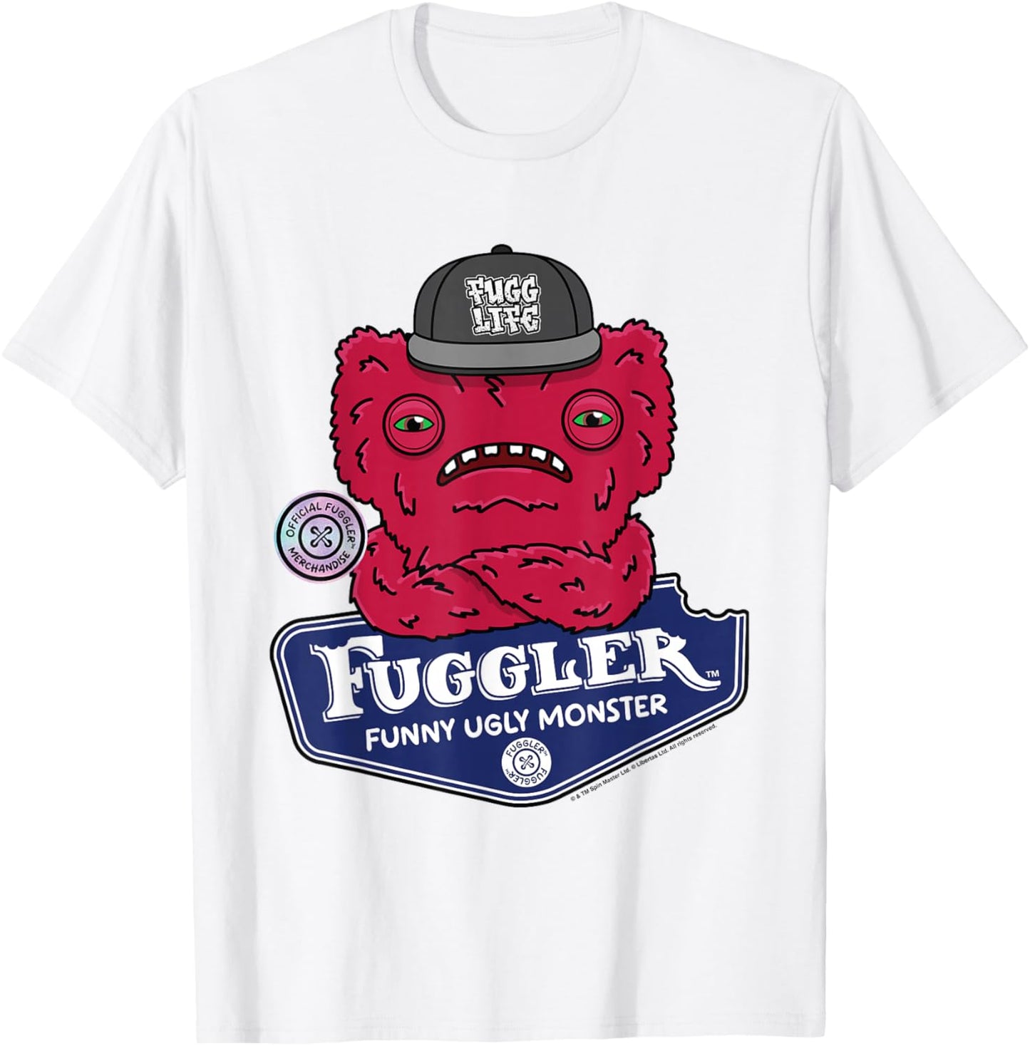 Fuggler -Adults , Grey, Small, Short Sleeve, Classic Fit, Cartoon Pattern, , Lightweight T-Shirt - T-Shirt | White
