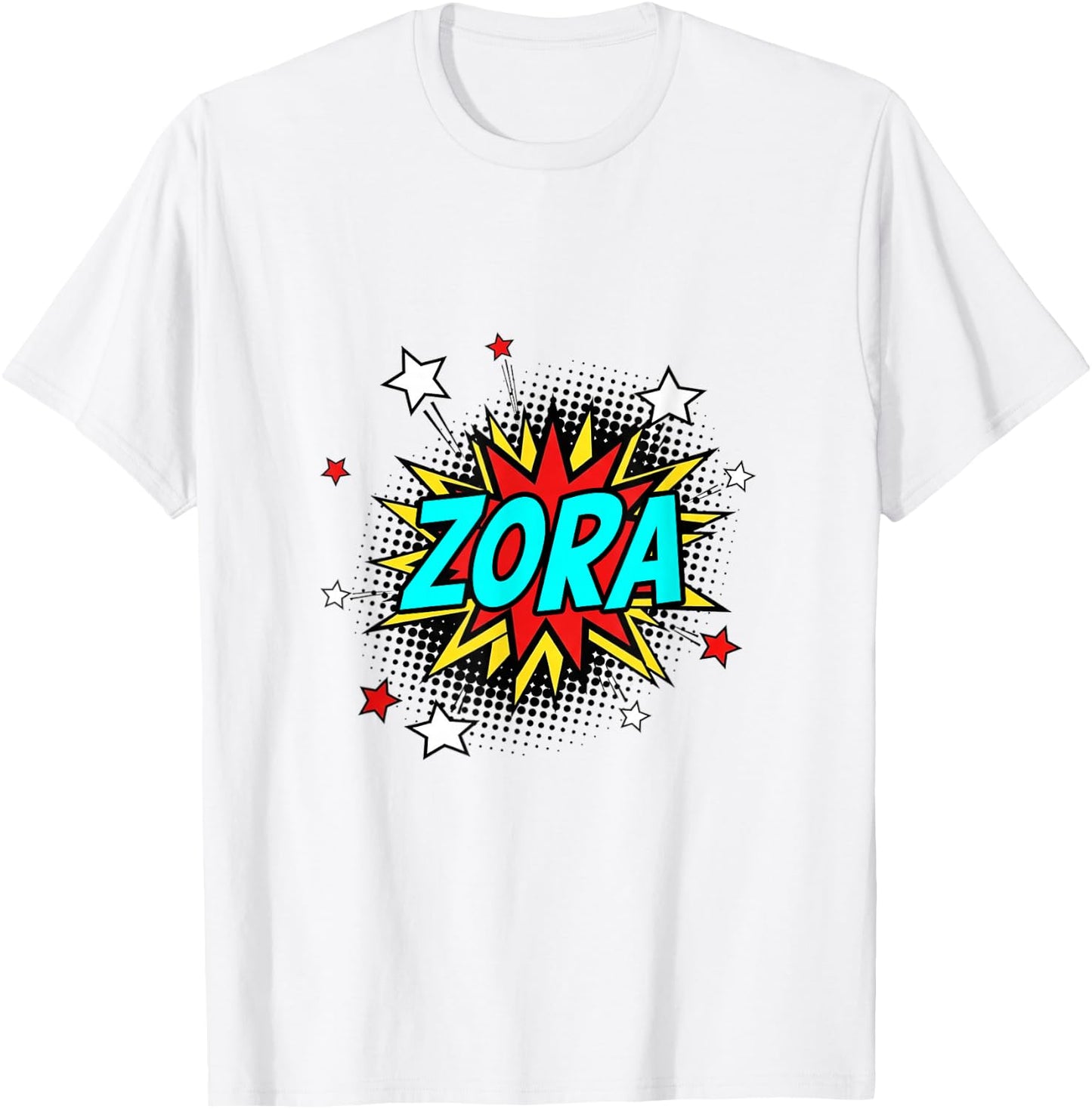 Funny Personalized Name Comic Pop Art Superhero Zora T-Shirt - T-Shirt | White