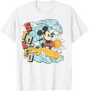Mickey Mouse - Summer Surf Stoked T-Shirt - T-Shirt | White