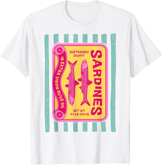 Sardines Tinned Fish Retro Graphic Women Sardine T-Shirt - T-Shirt | White