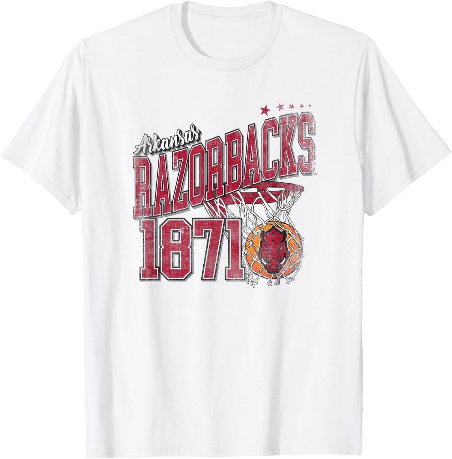 Campus Lab University of Arkansas Razorbacks 1871 Basketball Hoop T-Shirt - T-Shirt | White