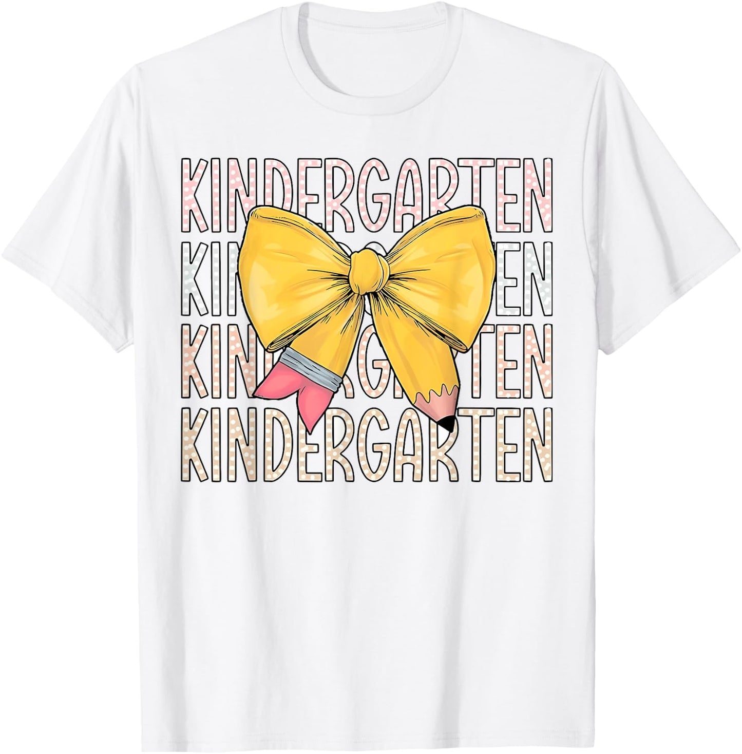 Hello Kindergarten Back To School Retro Cute Coquette Pencil T-Shirt - T-Shirt | White