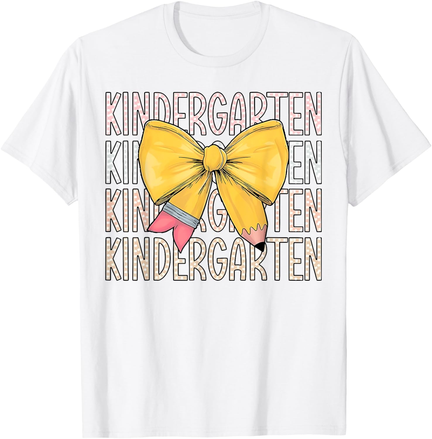 Hello Kindergarten Back To School Retro Cute Coquette Pencil T-Shirt - T-Shirt | White