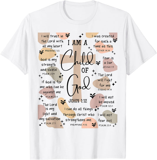 I Am A Child of God Bible Verse Religious Christian Gifts T-Shirt - T-Shirt | White
