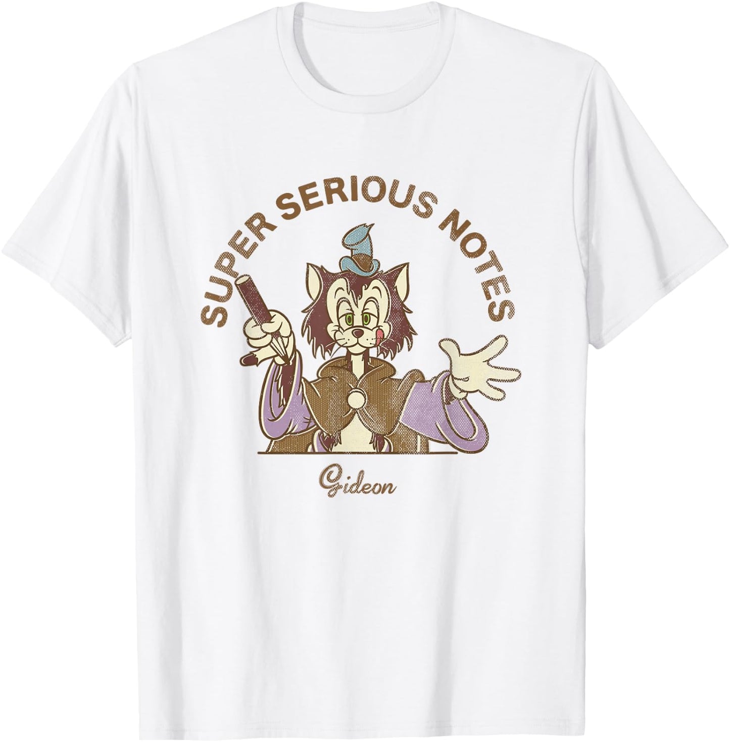 Disney Pinocchio Super Serious Notes Gideon Retro Big Logo T-Shirt - T-Shirt | White