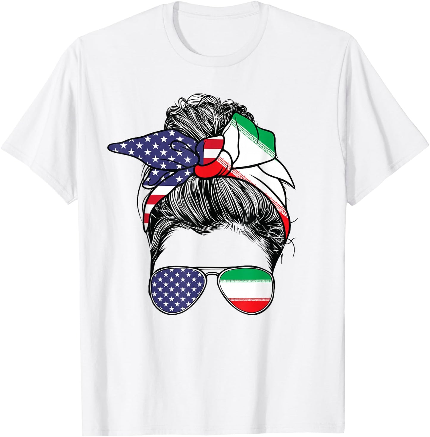 Iranian Women Girl USA Heritage American Iran Flag T-Shirt - T-Shirt | White