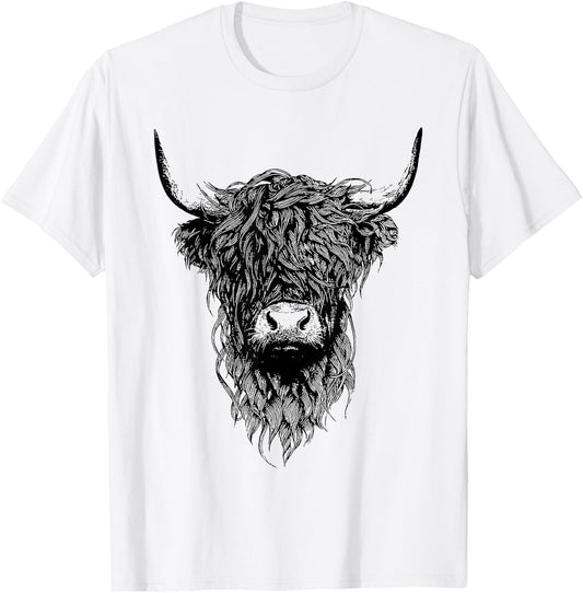 Scottish Highland Cow Cattle Hairy Cow T-Shirt - T-Shirt | White