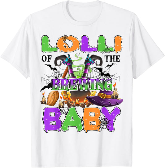 Lolli Of Brewing Baby Halloween Baby Shower Spooky T-Shirt - T-Shirt | White