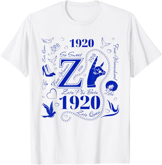 1920 Nineteen Twenty Retro Sorority Zeta New Crossing T-Shirt - T-Shirt | White