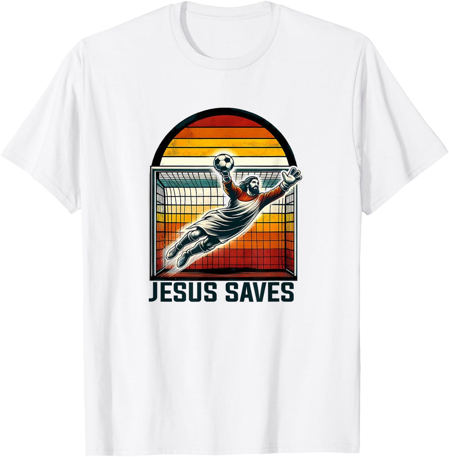 Jesus Saves Funny Football T-Shirt - T-Shirt | White