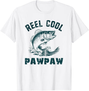 Reel Cool PawPaw Fishing Grandpa Vintage Style Paw-Paw T-Shirt - T-Shirt | White