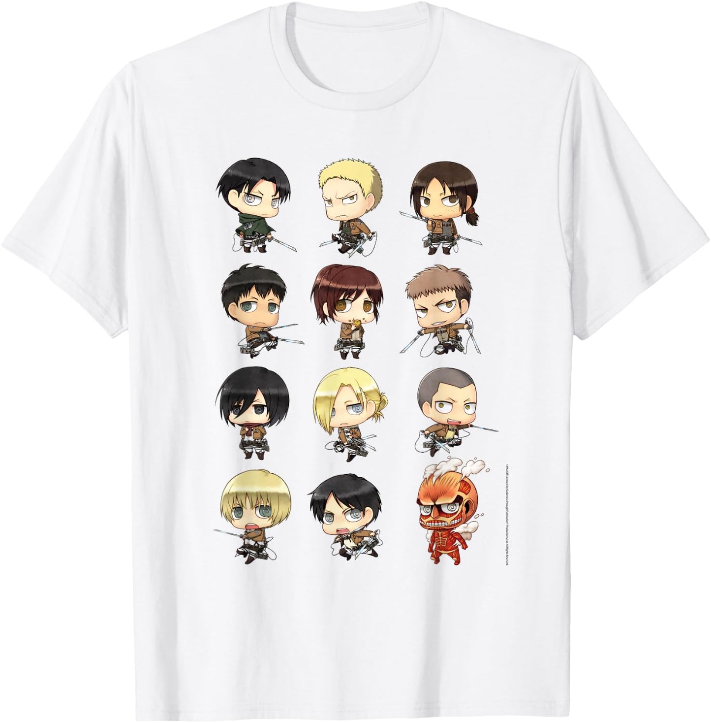 Attack on Titan Chibi All Characters Anime T-Shirt - T-Shirt | White