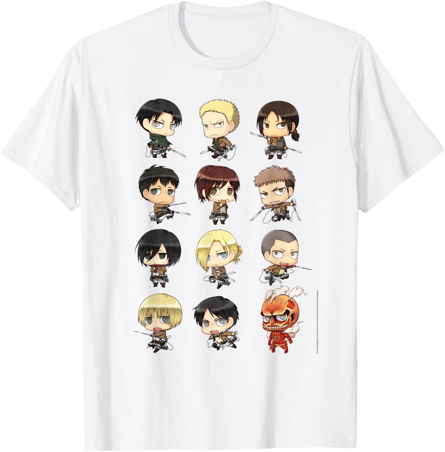 Attack on Titan Chibi All Characters Anime T-Shirt - T-Shirt | White