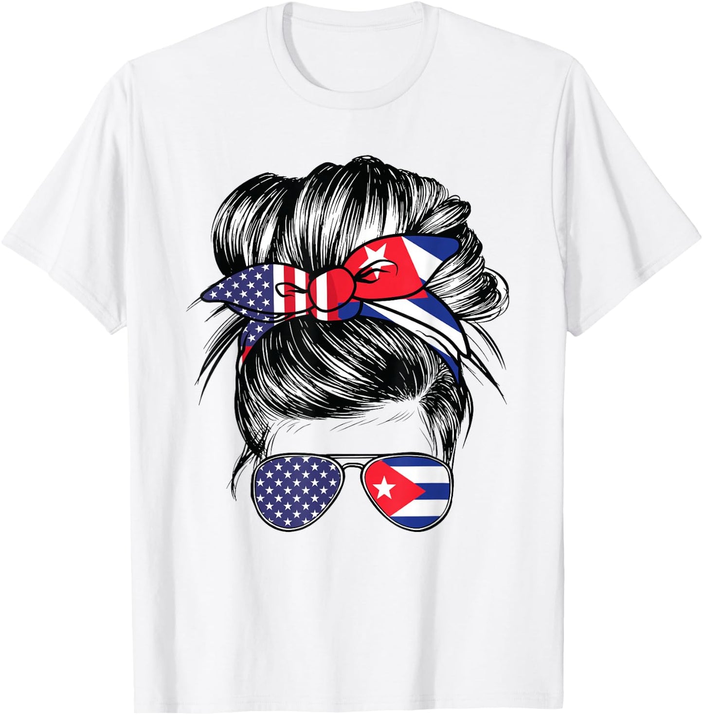 Cuba Flag American Women Girl USA Heritage Cuban T-Shirt - T-Shirt | White