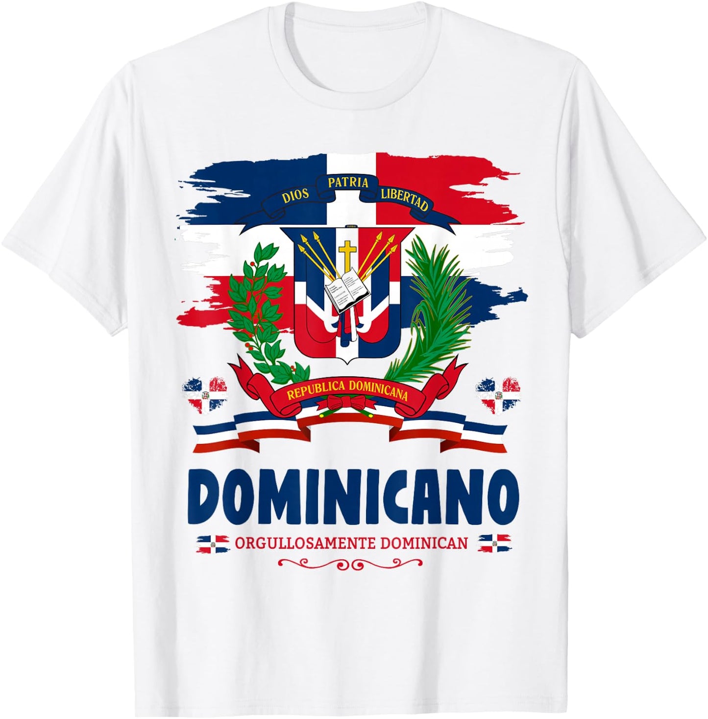 Coat of Arms Republica Dominicana For Kids & Dominican Flag T-Shirt - T-Shirt | White