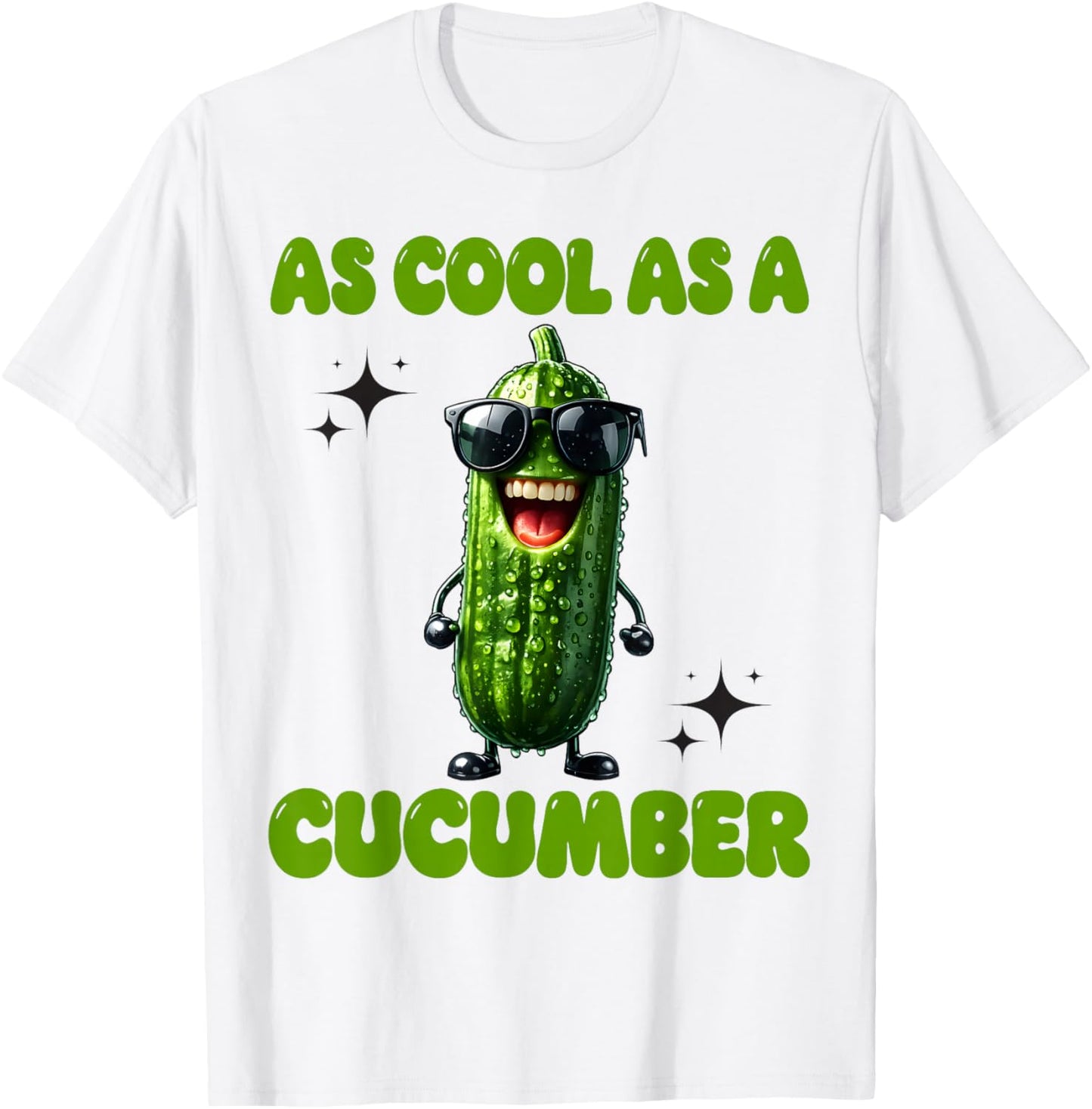 As Cool As a Cucumber Funny Cucumber in Sunglusses Design T-Shirt - T-Shirt | White