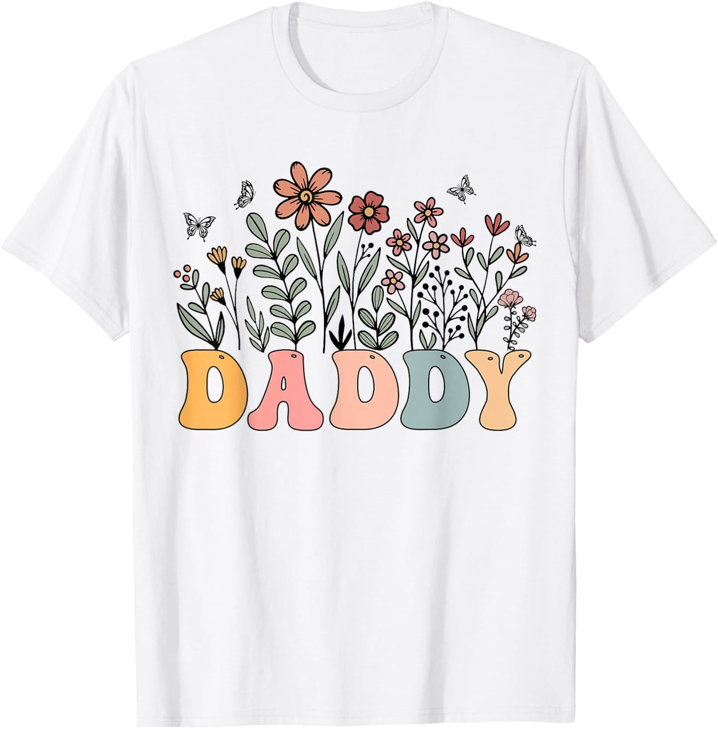 Daddy Wildflower Groovy Retro Hippie Family Matching T-Shirt - T-Shirt | White