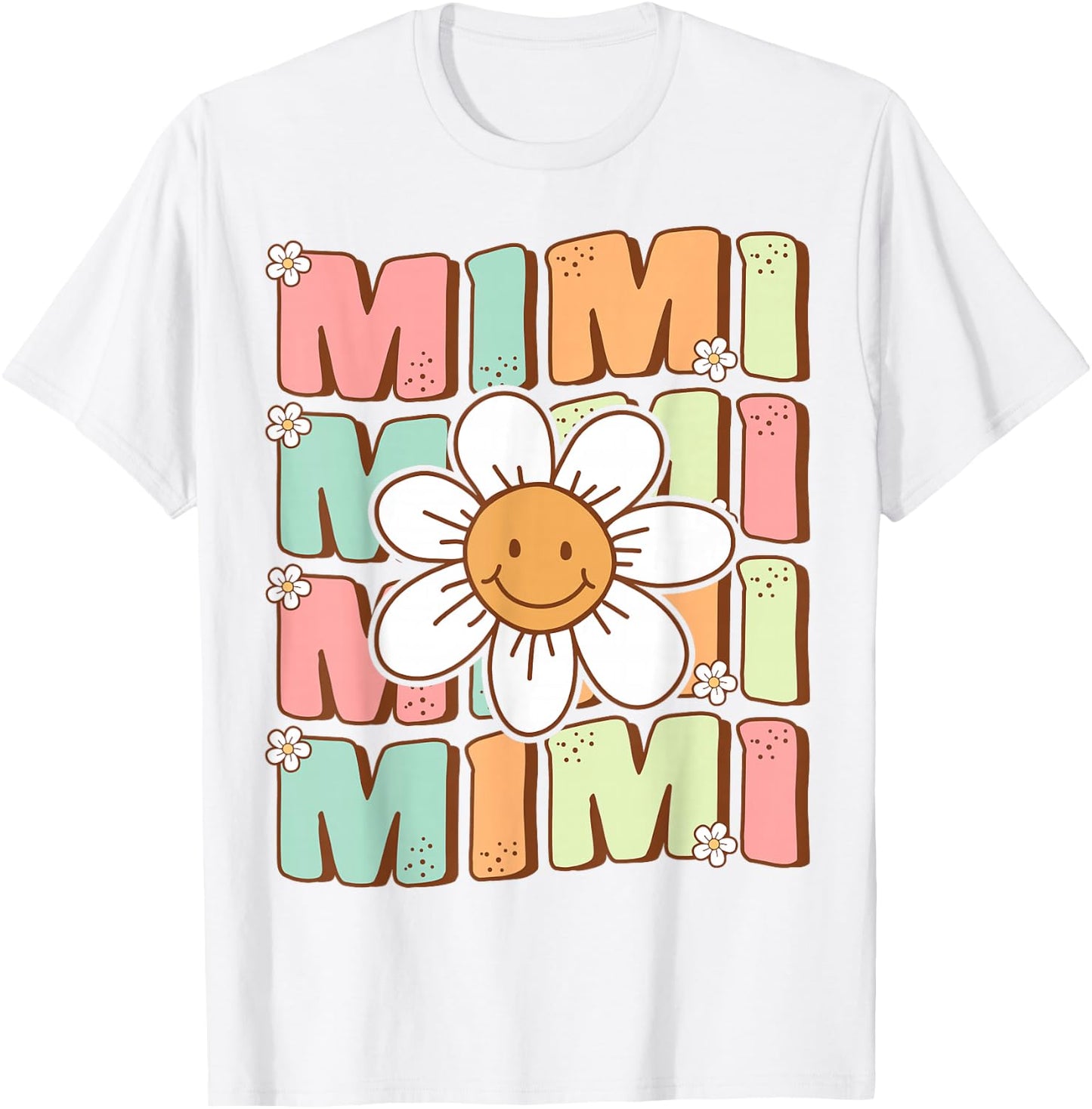 Cute Groovy Mimi 70s Family Birthday Party Daisy Flower T-Shirt - T-Shirt | White