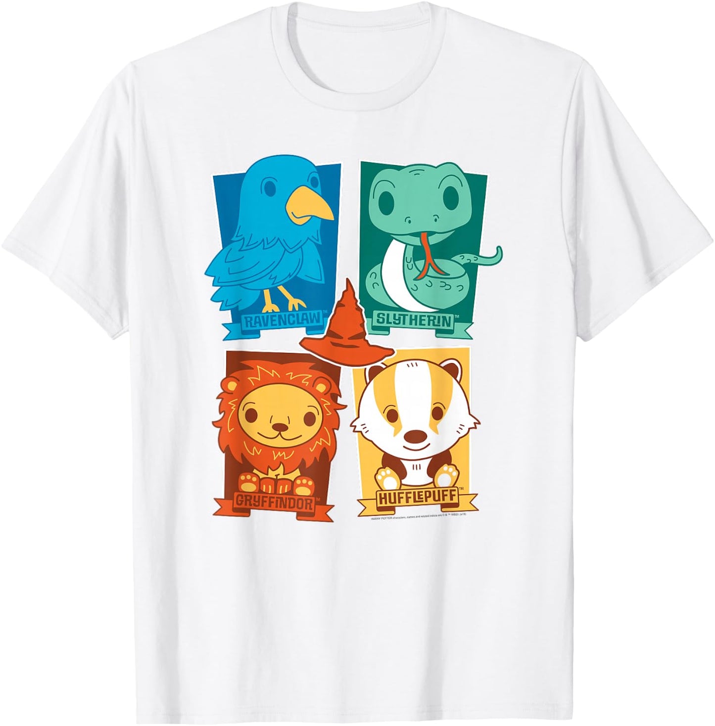 Harry Potter Sorting Hat and Houses T-Shirt - T-Shirt | White