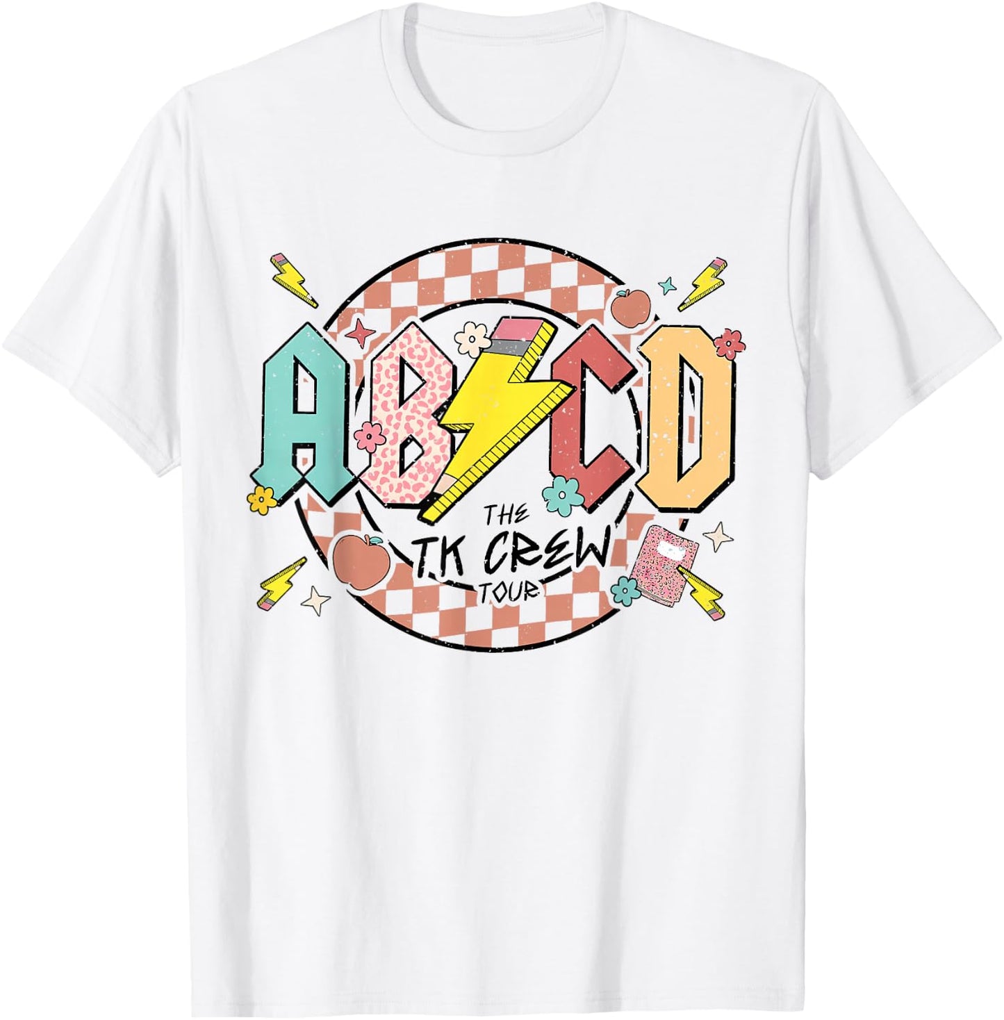 Retro ABCD Transitional Kindergarten Teacher Tour TK Teacher T-Shirt - T-Shirt | White