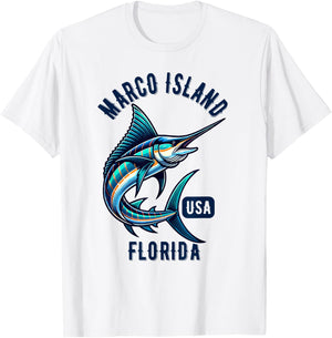 Marco Island Florida USA Fishing Design T-Shirt - T-Shirt | White