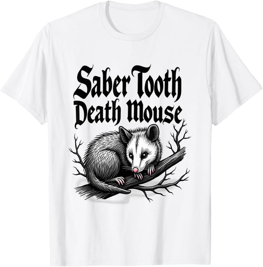 Saber Tooth Death Mouse Opossum Possum T-Shirt - T-Shirt | White