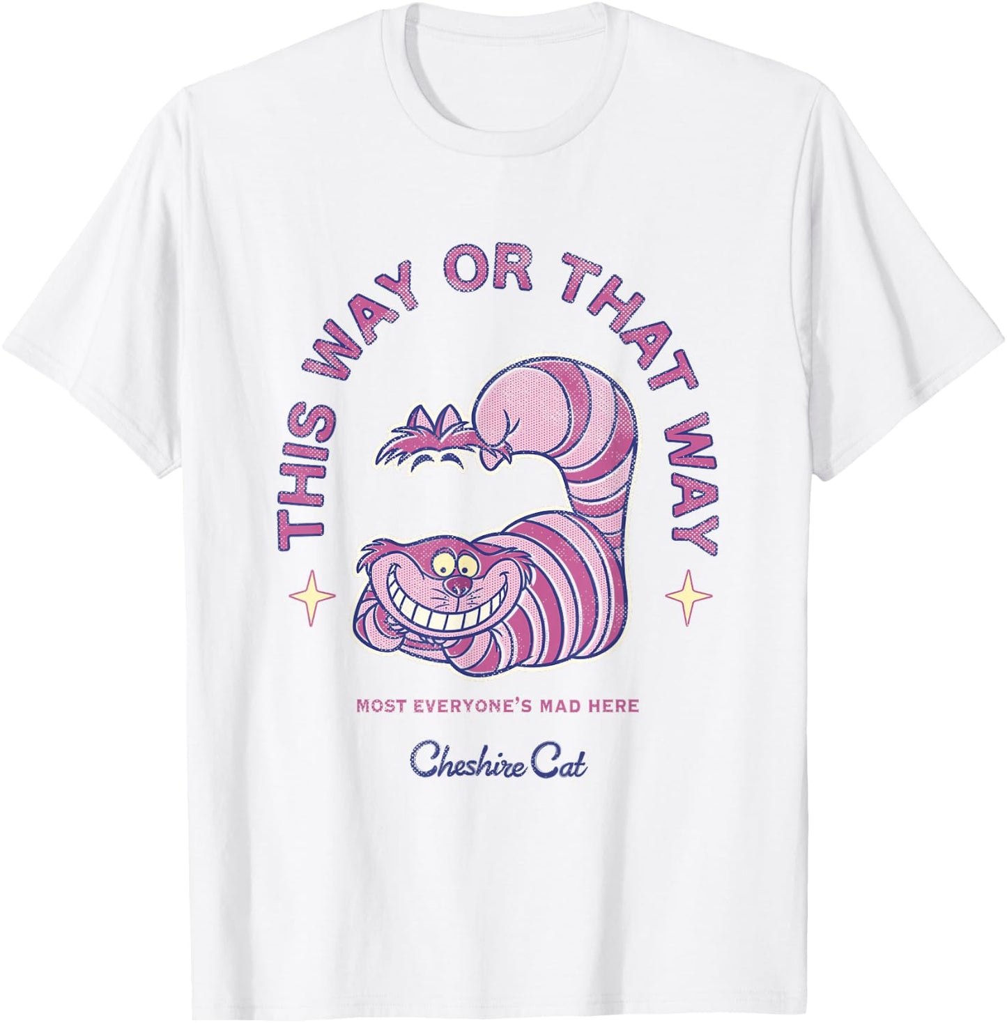 Disney Alice in Wonderland Cheshire Cat's Way Big Chest Logo T-Shirt - T-Shirt | White