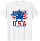 American Flag Weightlifting 4th of July USA Support Team T-Shirt - T-Shirt | White