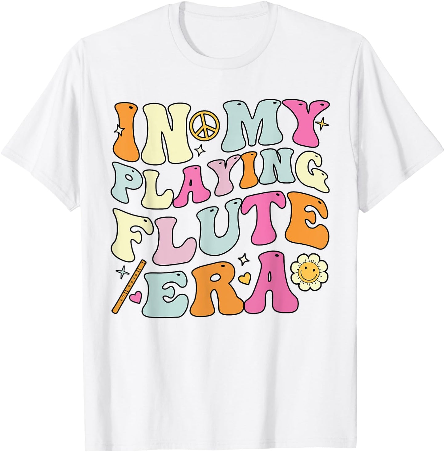 In My Playing Flute Era, Groovy Flute Players T-Shirt - T-Shirt | White