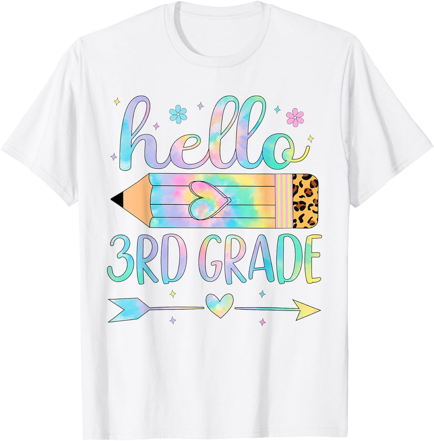 Tie Dye 3rd Grade Back To School Hello Third Grade Teacher T-Shirt - T-Shirt | White