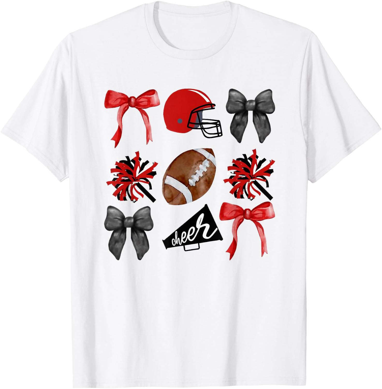 Cheer Coquette Bow American Football Autumn Thanksgiving T-Shirt - T-Shirt | White